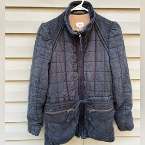 Wilfred Aritzia Marquis Quilted Jacket Cinched Waist Zip Up black Womens Size 6